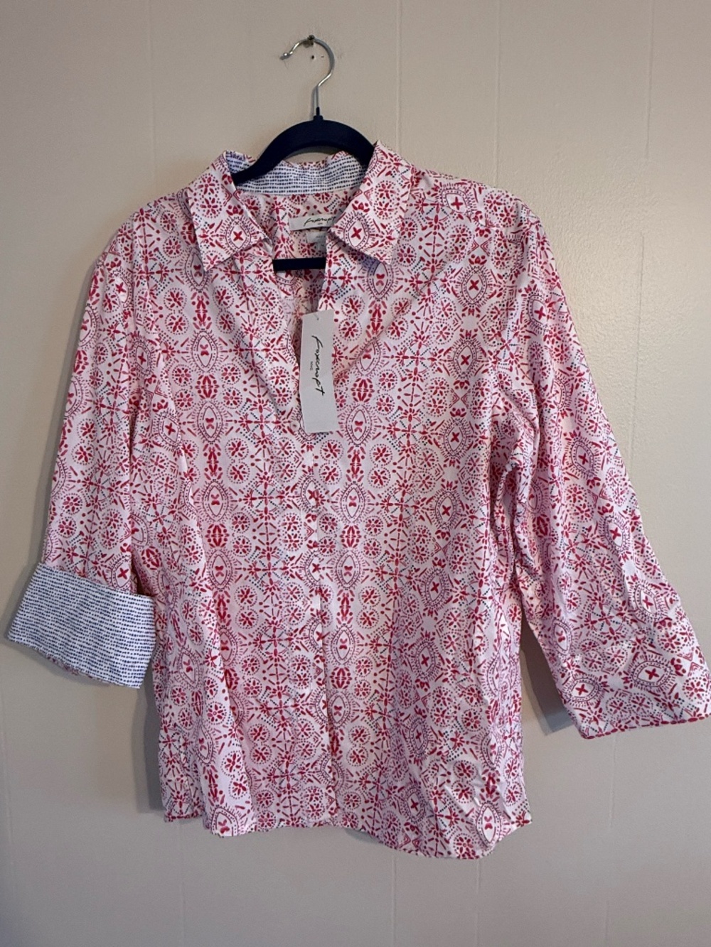 NWT Women's Foxcroft NYC Blouse, Sleeves Can be Cuffed or Down, Size XL